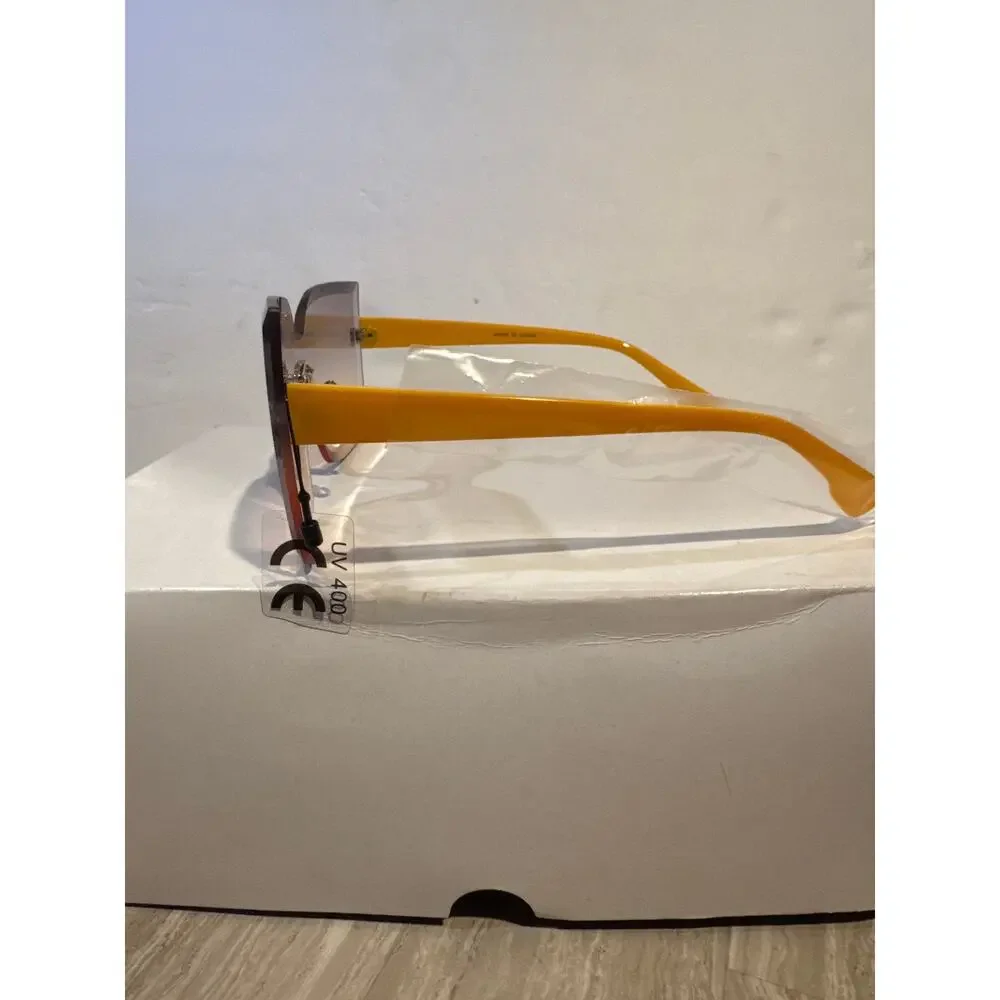 Cat Eye Sunglasses UV400 Women Light tent Lens Yellow Temple New